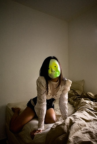 Fashion Photograph of Autumn in Miami Local Miami model Autumn Suna in a yellow mask for an alternative fashion photograph