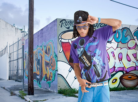 Photographer Tom Clark shoots hip hop artist Dru-Ski on the streets of Miami