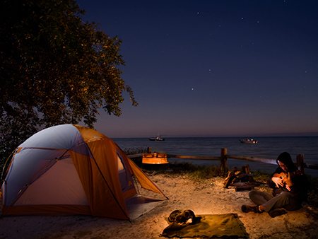 Photographer, father and dog camping in the Florida Keys