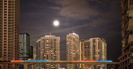 Blue Moon Over Miami Skyline by Photographer Tom Clark